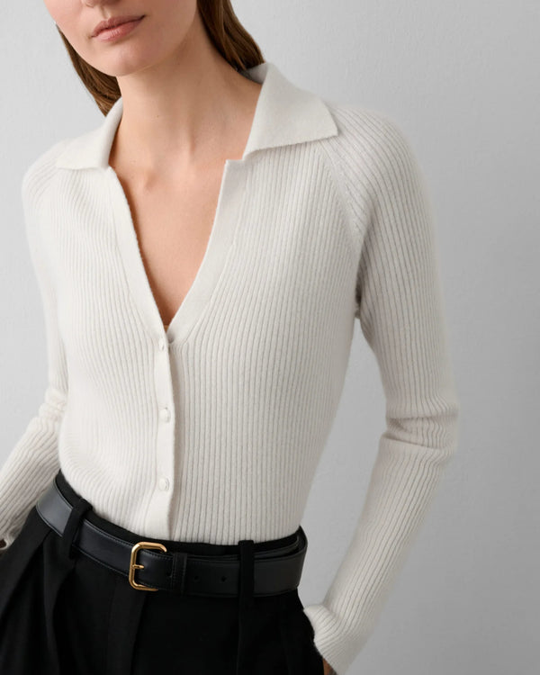 Cashmere Ribbed Polo Top