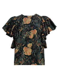 Lena Silk Flutter Sleeve Blouse