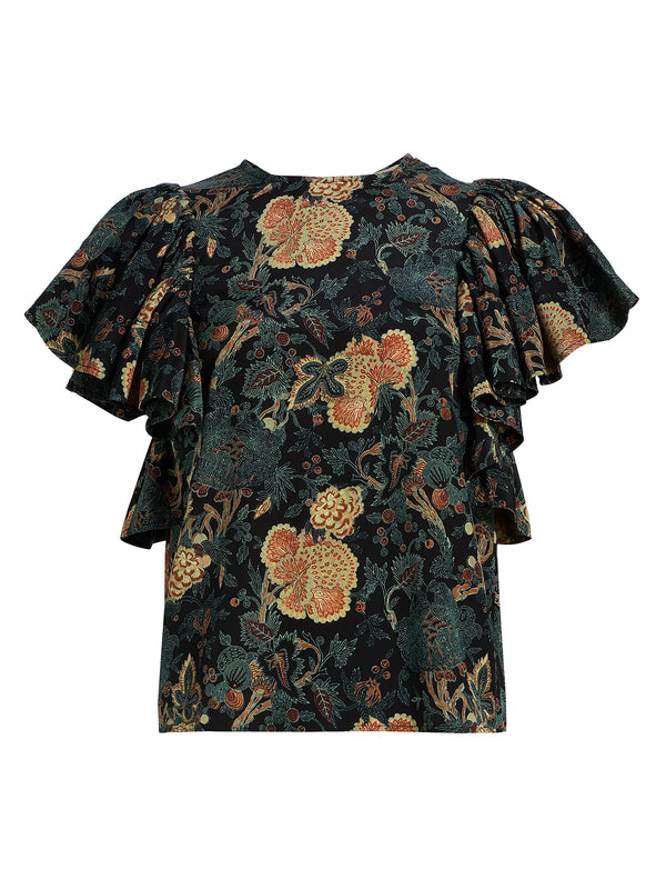 Lena Silk Flutter Sleeve Blouse