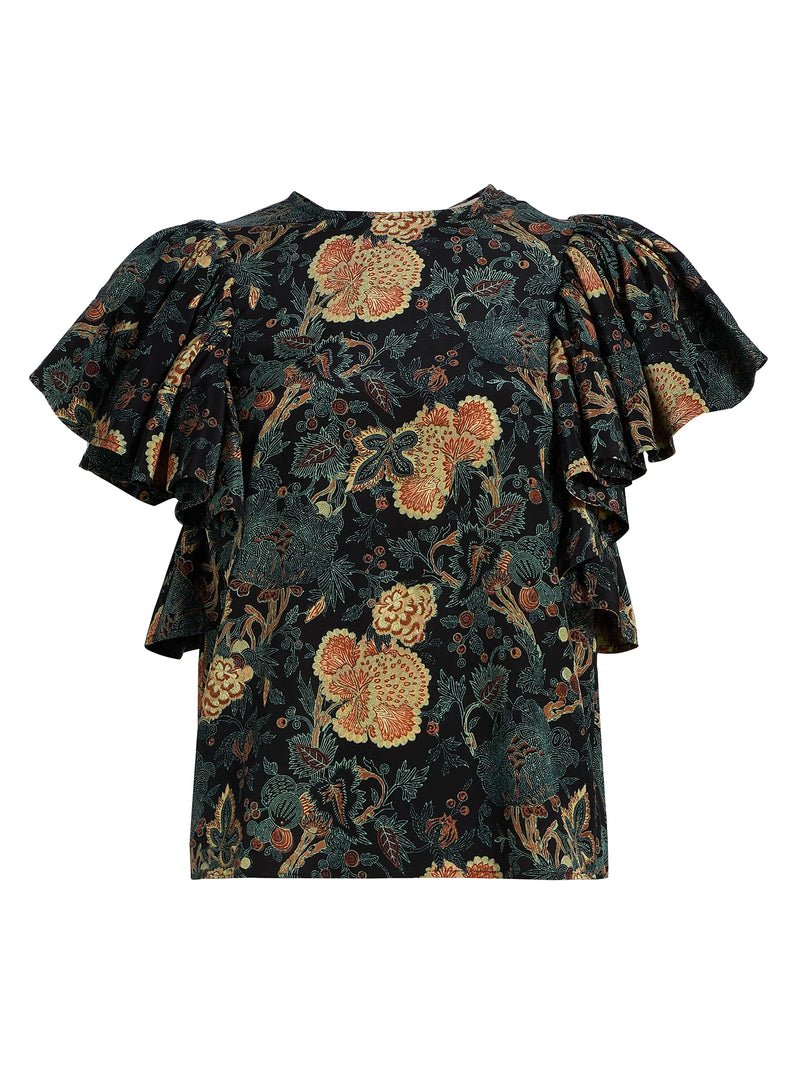 Lena Silk Flutter Sleeve Blouse