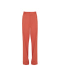 Orange single pleat trouser set against white background. 