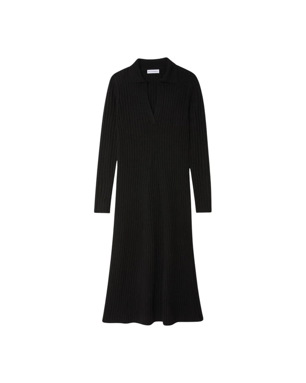 Cashmere Blended Ribbed Polo Dress