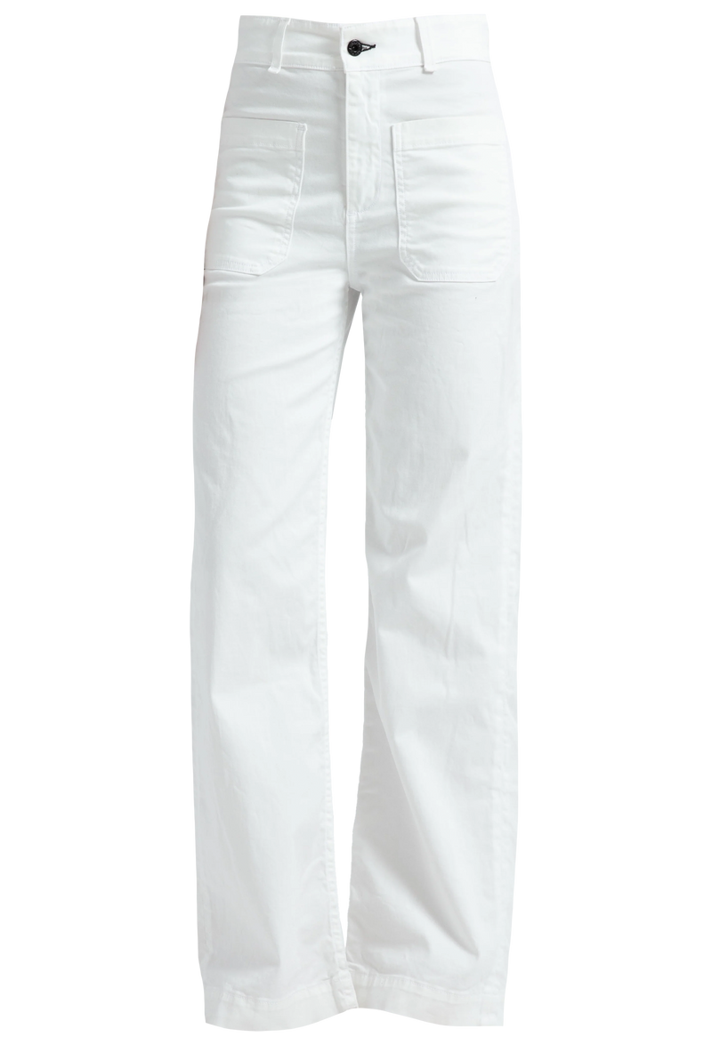 White pants with large front pockets. Transparent background.