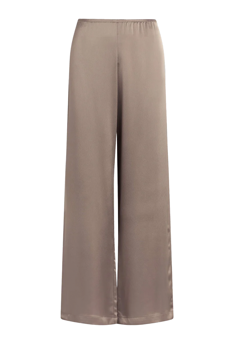 Beige wide-leg pants on a white background