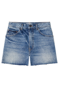 Denim Shorts in a light wash on a transparent background
