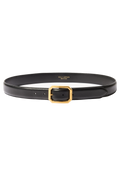 a black belt with a gold octagonal buckle. transparent background.