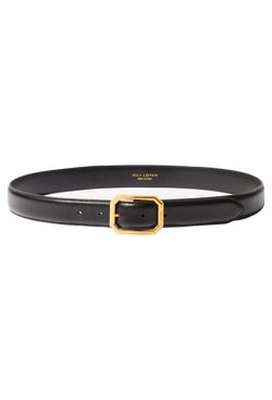 a black belt with a gold octagonal buckle. transparent background.