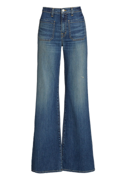 Blue jeans on a white background