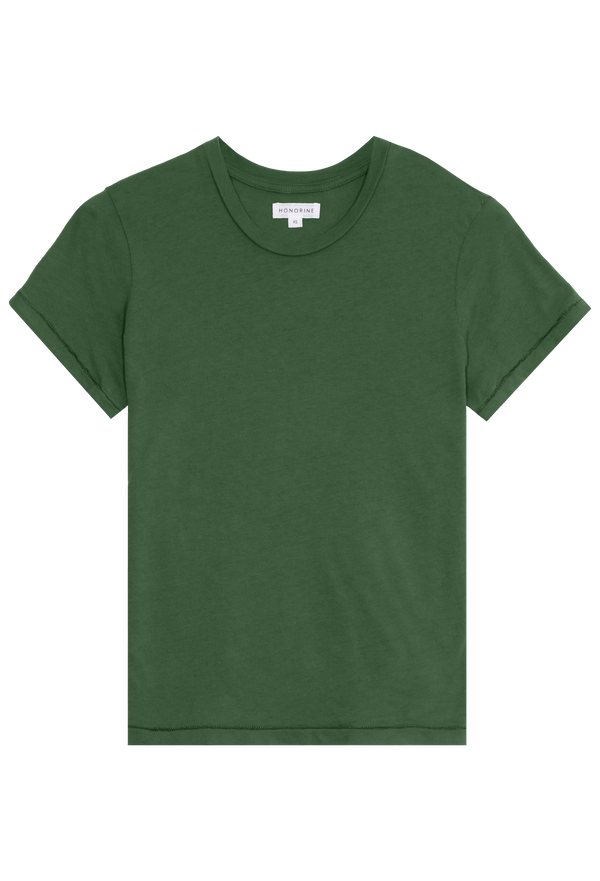 Green t-shirt on a white background
