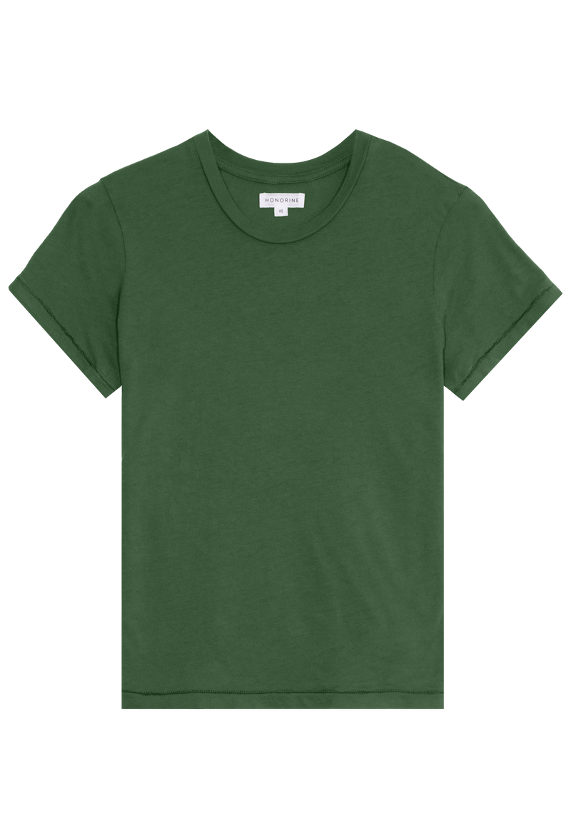 Green t-shirt on a white background