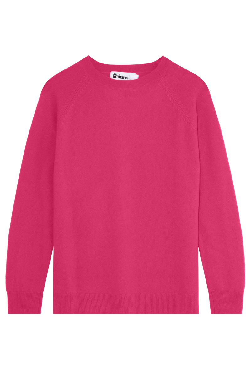 Pink cashmere crewneck sweater on a transparent background