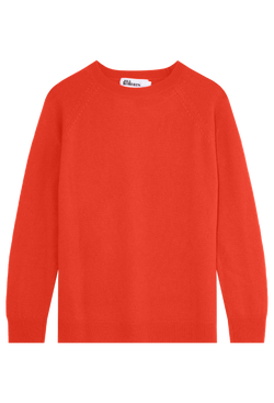 orange cashmere crewneck sweater on a transparent background