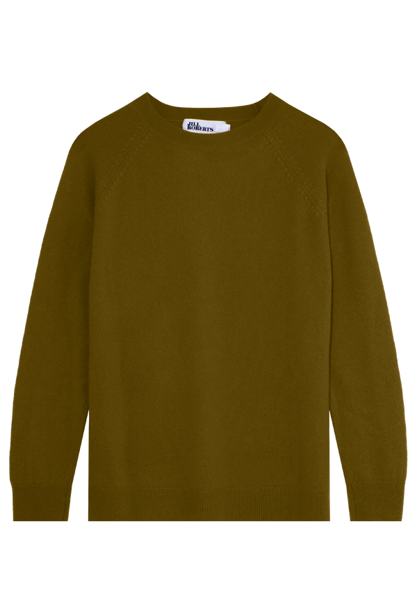 slightly oversized olive green cashmere sweater on a transparent background