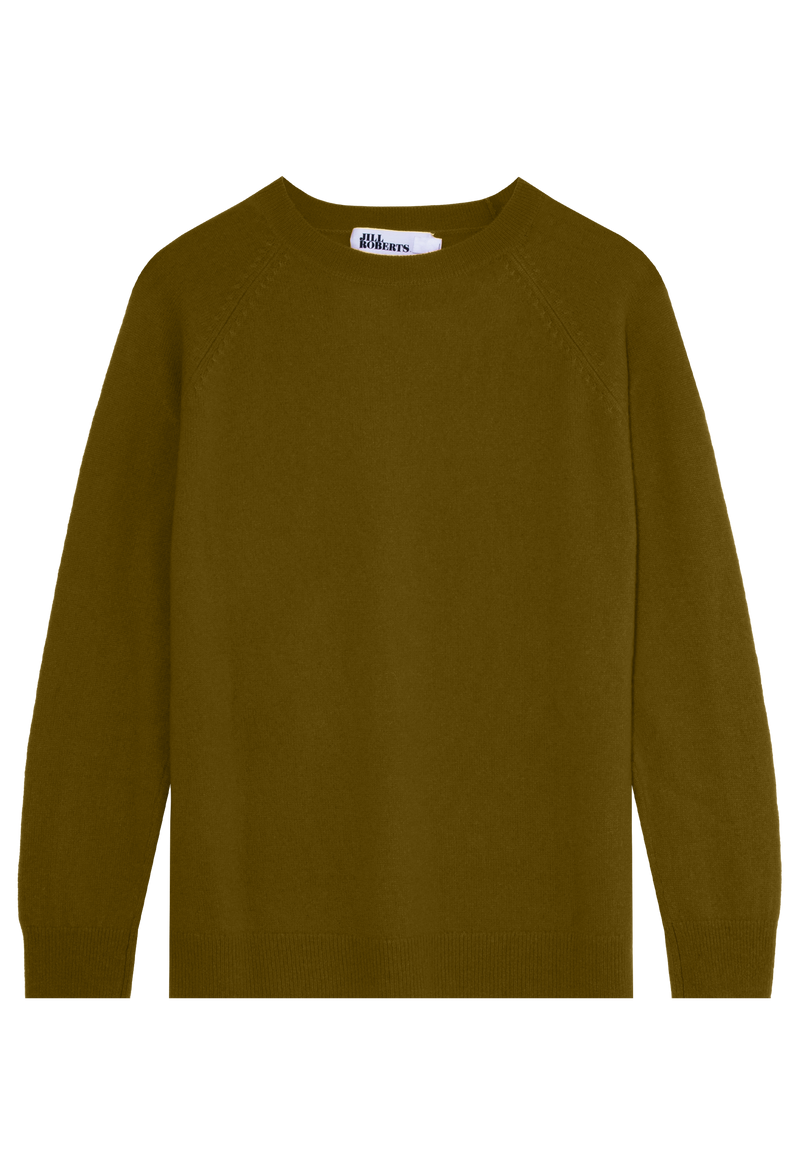 slightly oversized olive green cashmere sweater on a transparent background