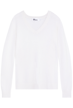 White v-neck sweater on a white background