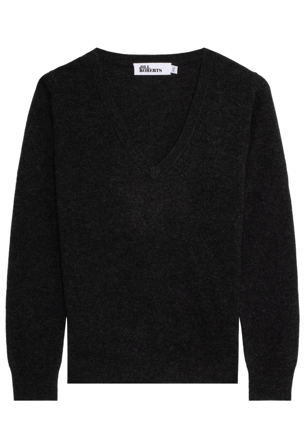 dark grey-black sweater on a white background