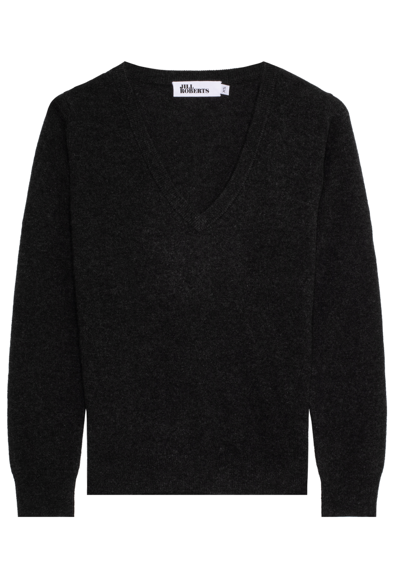 dark grey-black sweater on a white background
