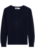 Black sweater with a brand label on a white background