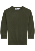 dark green bracelet sleeve raglan sweater on a white background
