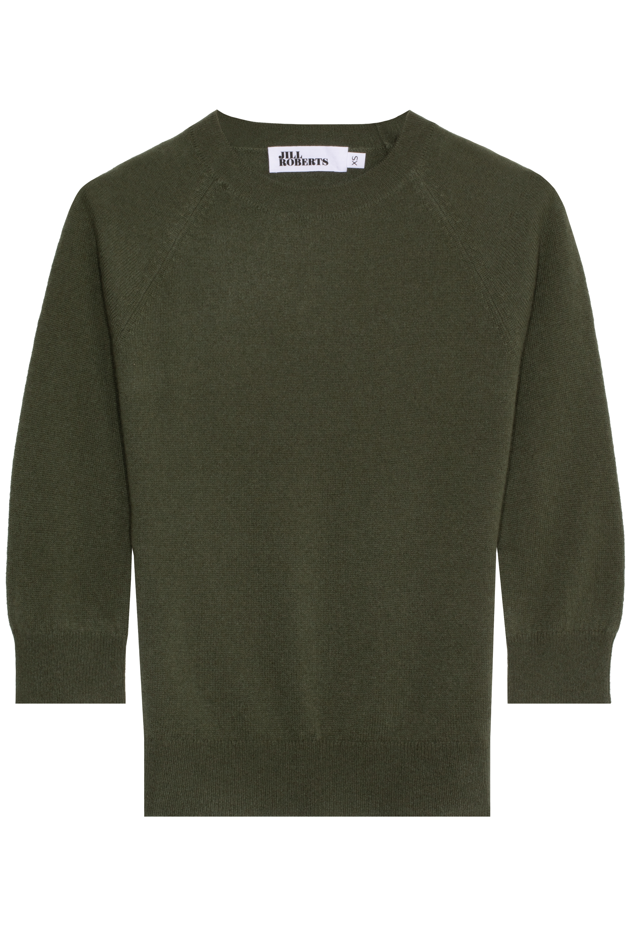 dark green bracelet sleeve raglan sweater on a white background