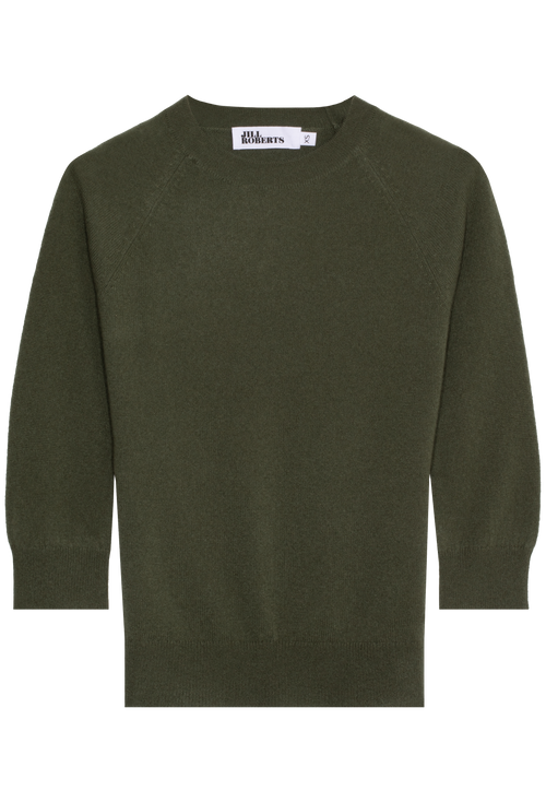 dark green bracelet sleeve raglan sweater on a white background