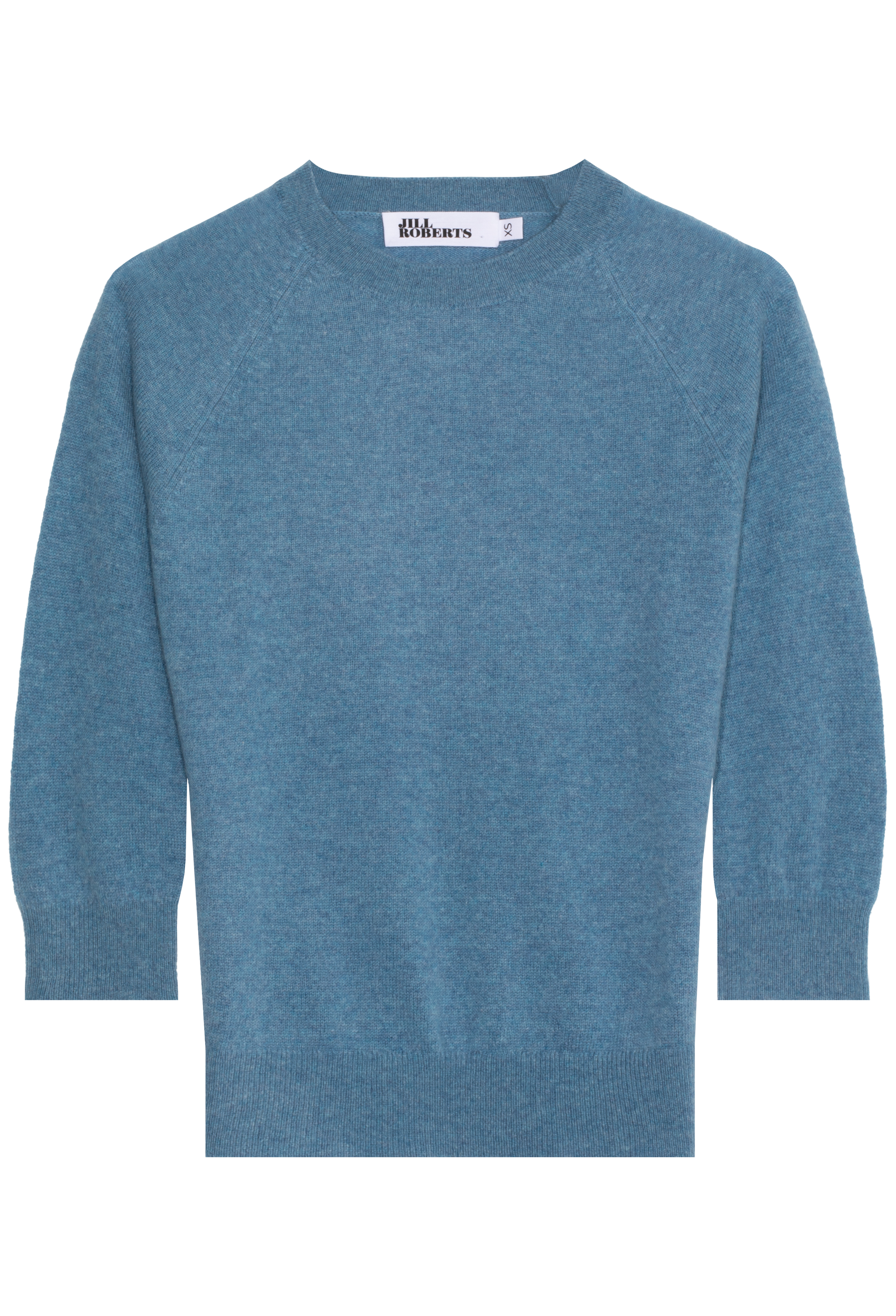blue bracelet sleeve raglan sweater on a white background