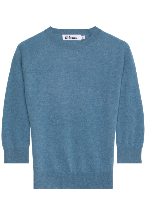 blue bracelet sleeve raglan sweater on a white background