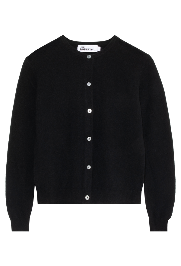Black cardigan on a white background