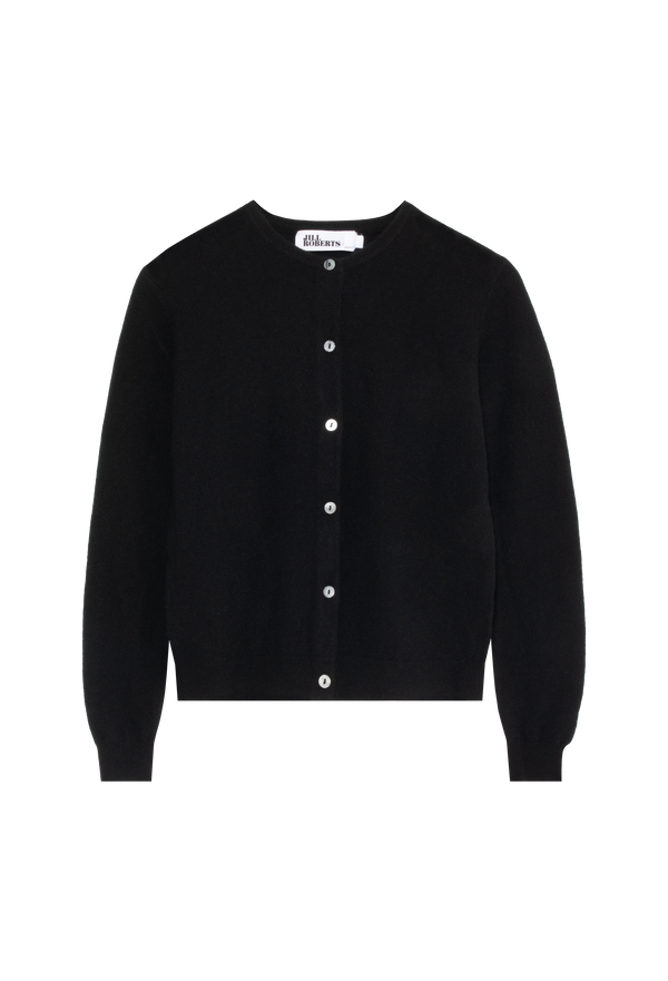 Black cardigan on a white background