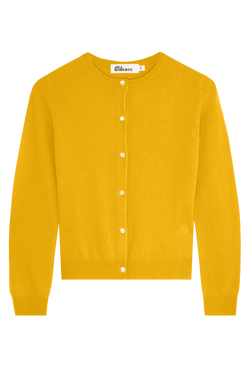 Yellow cardigan on a white background