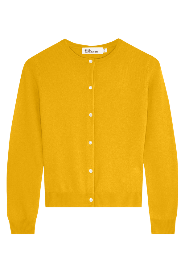 Yellow cardigan on a white background
