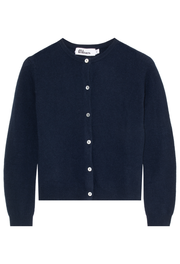navy cardigan on a white background