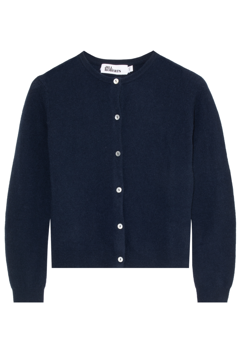 navy cardigan on a white background