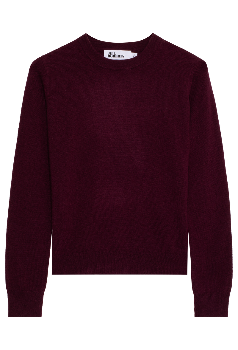 dark maroon sweater on a white background