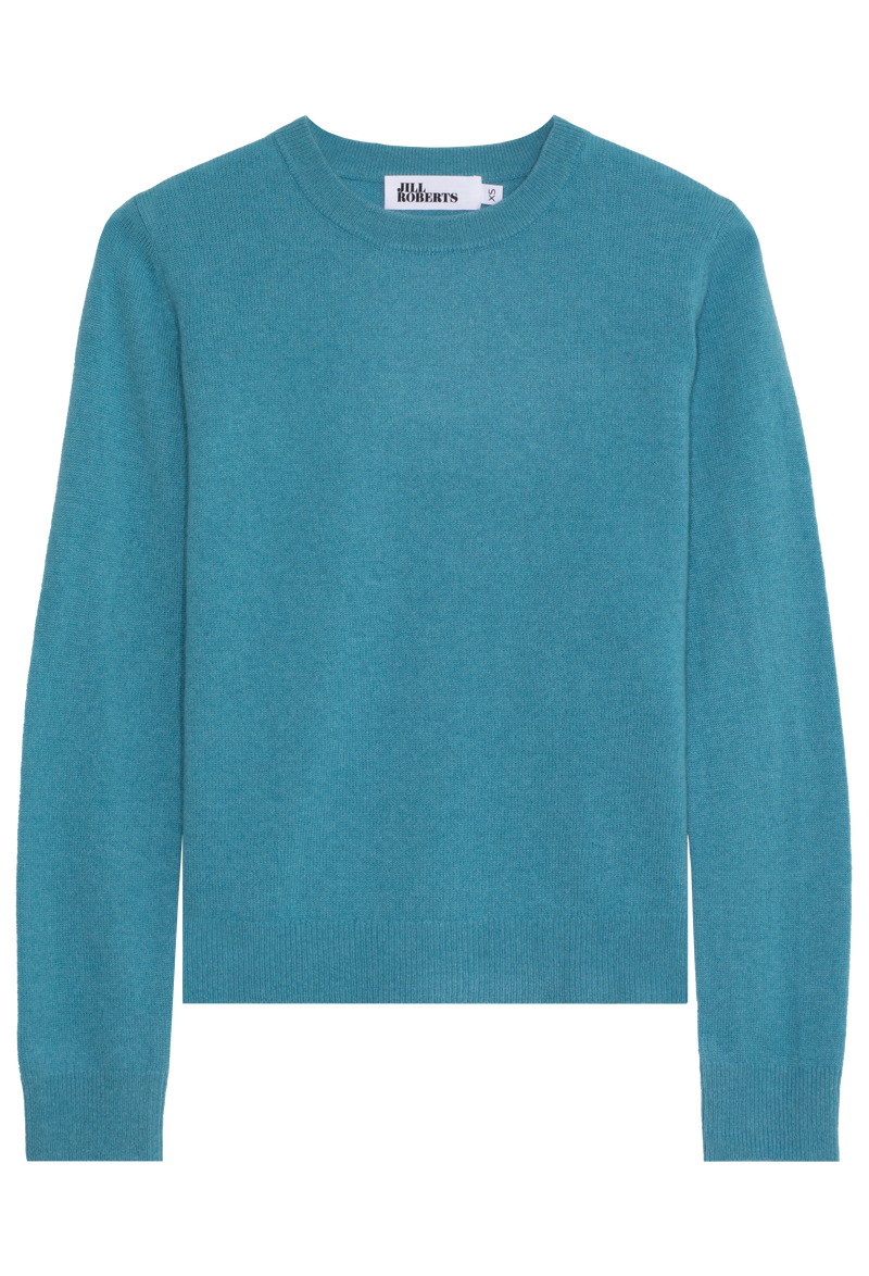 Teal sweater on a white background