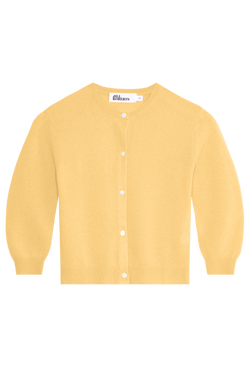 yellow cashmere cropped cardigan on a transparent background