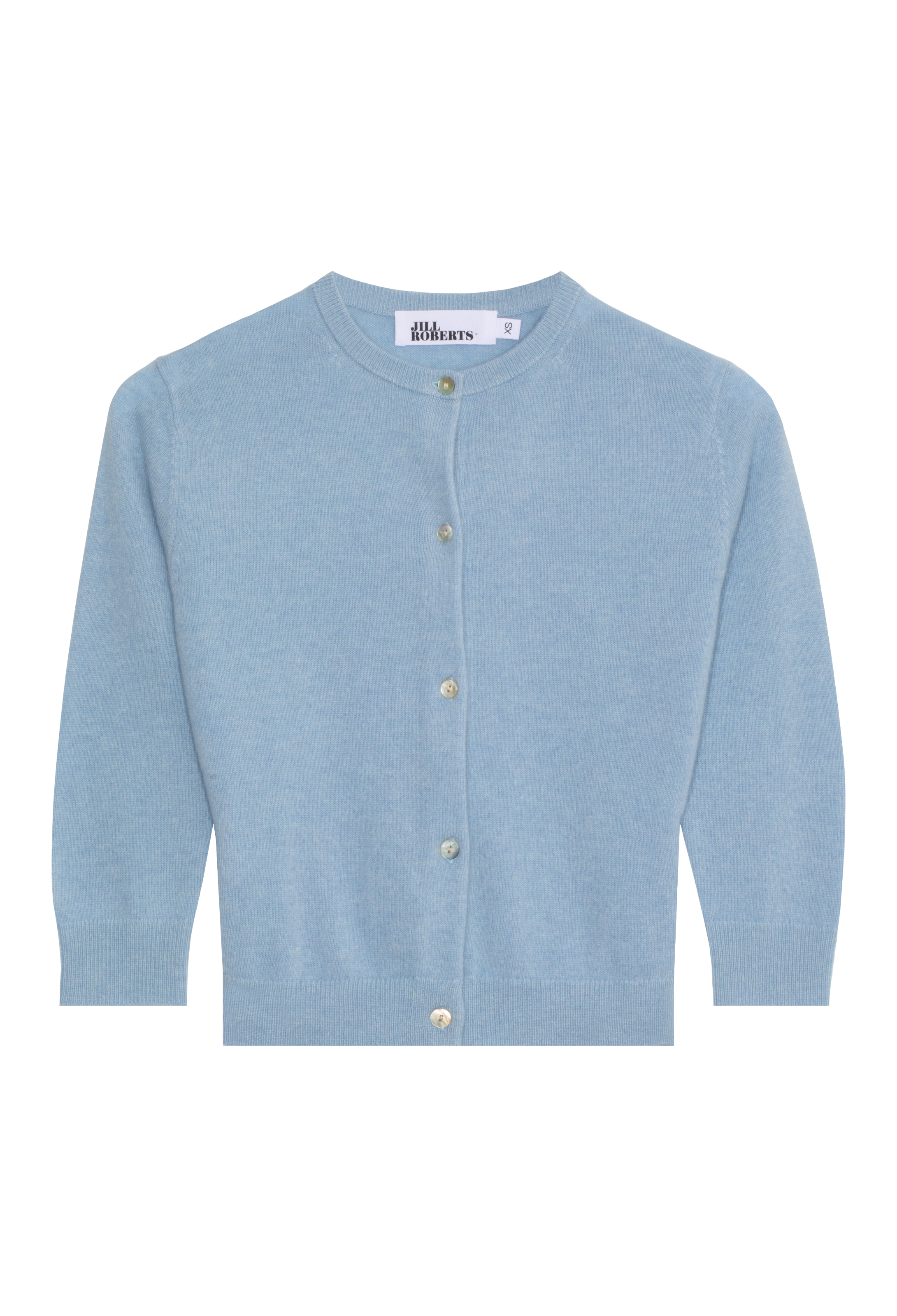 blue cardigan on a white background