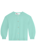 Light blue cardigan with button details on a white background
