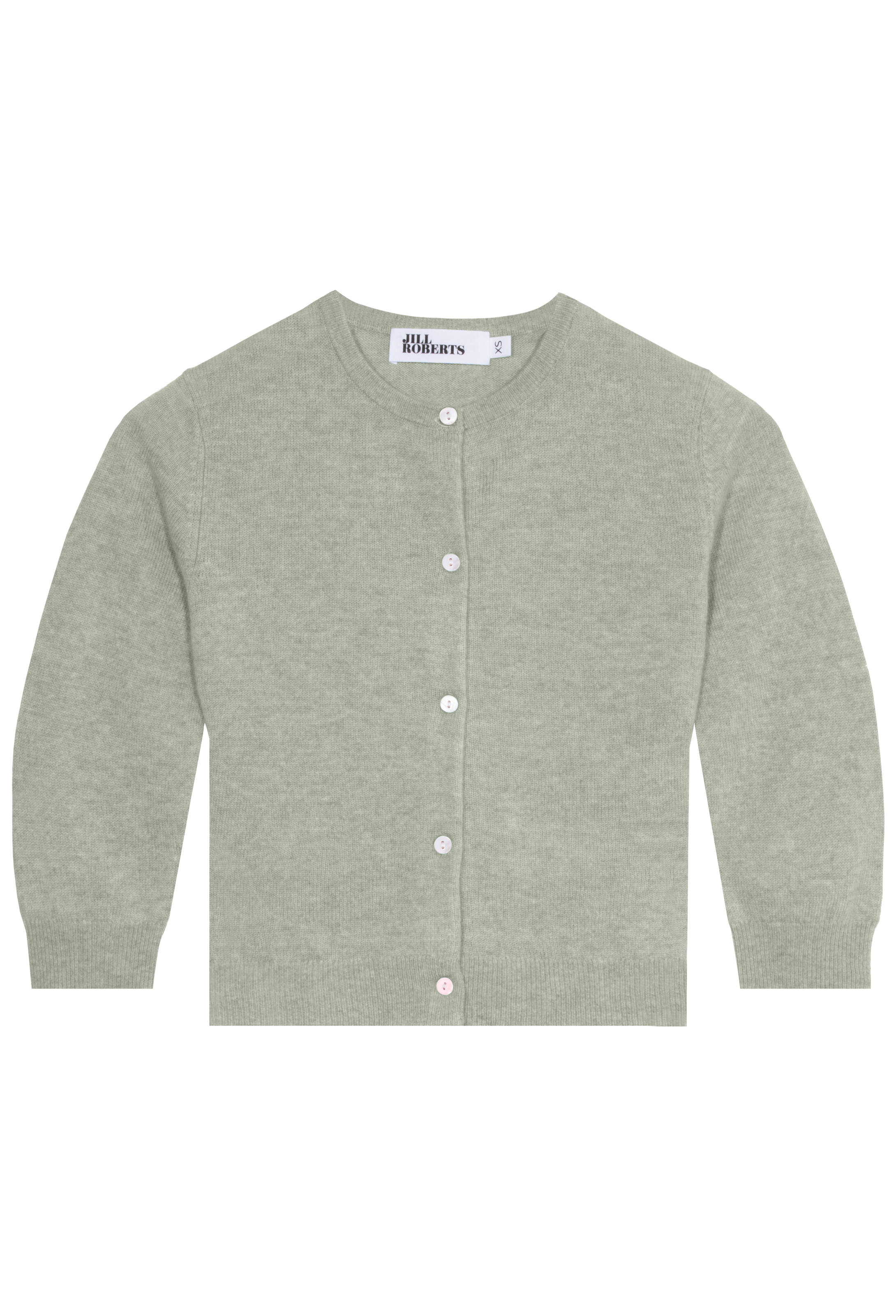 Green cardigan on a white background