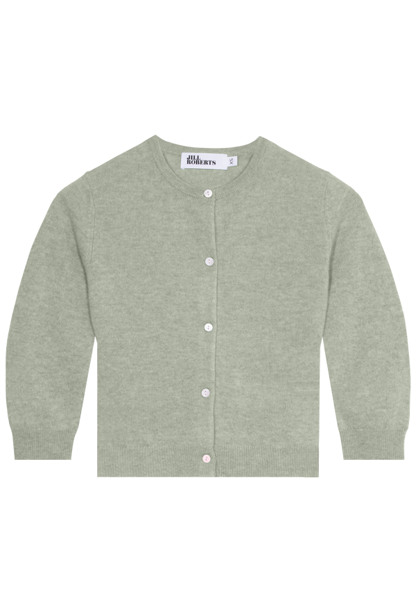 Green cardigan on a white background