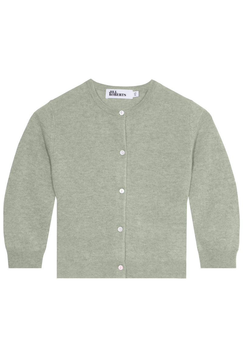Green cardigan on a white background