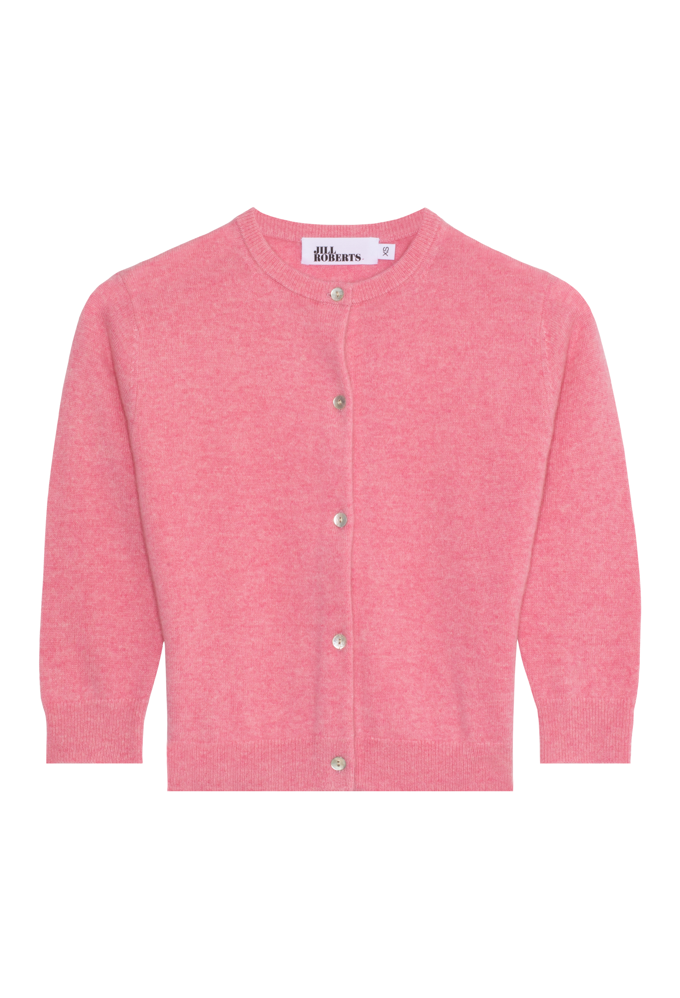 pink cardigan on a white background