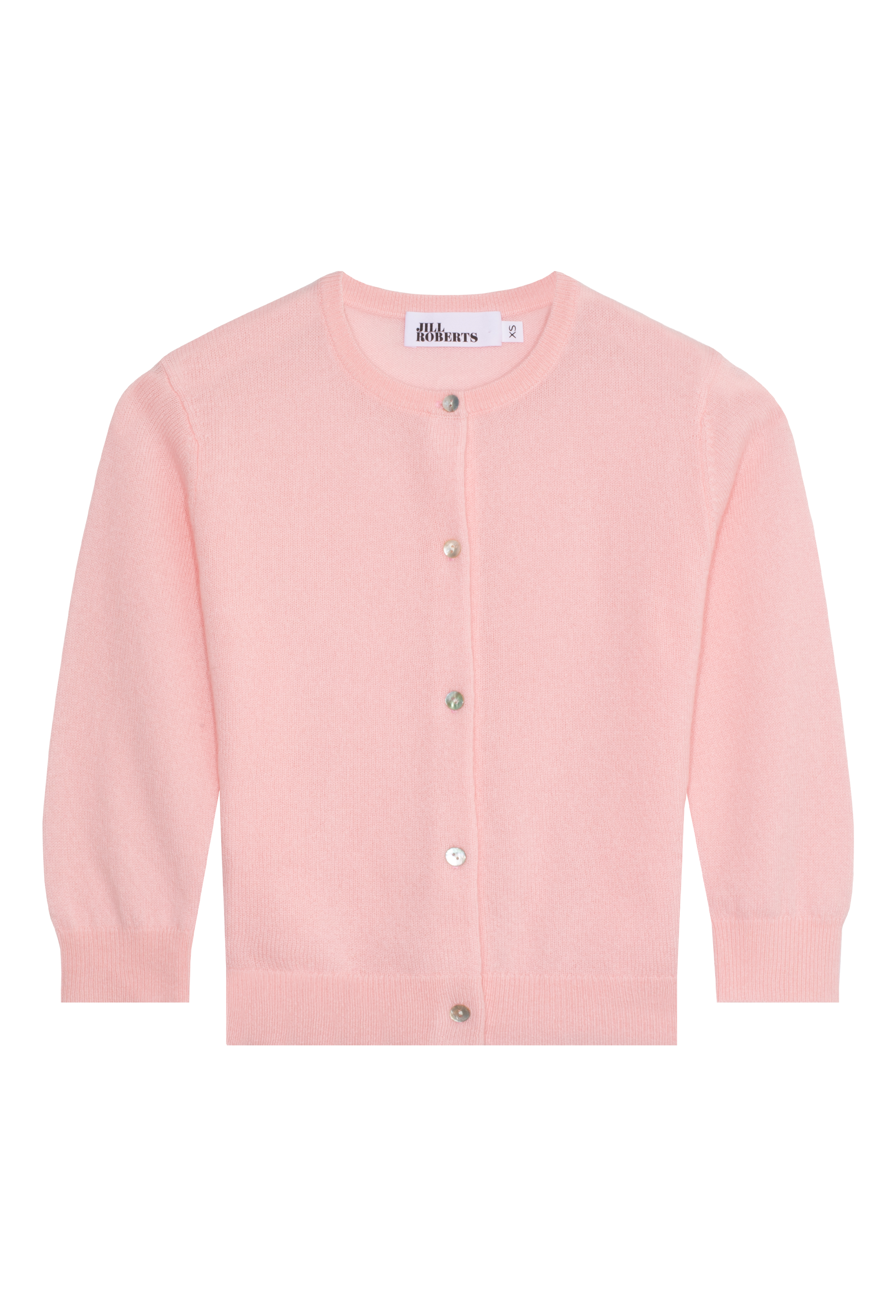 pink cardigan on a white background