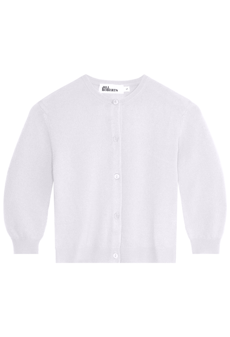 White cashmere cropped cardigan on a transparent background