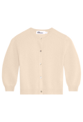 Beige cardigan with button details on a white background