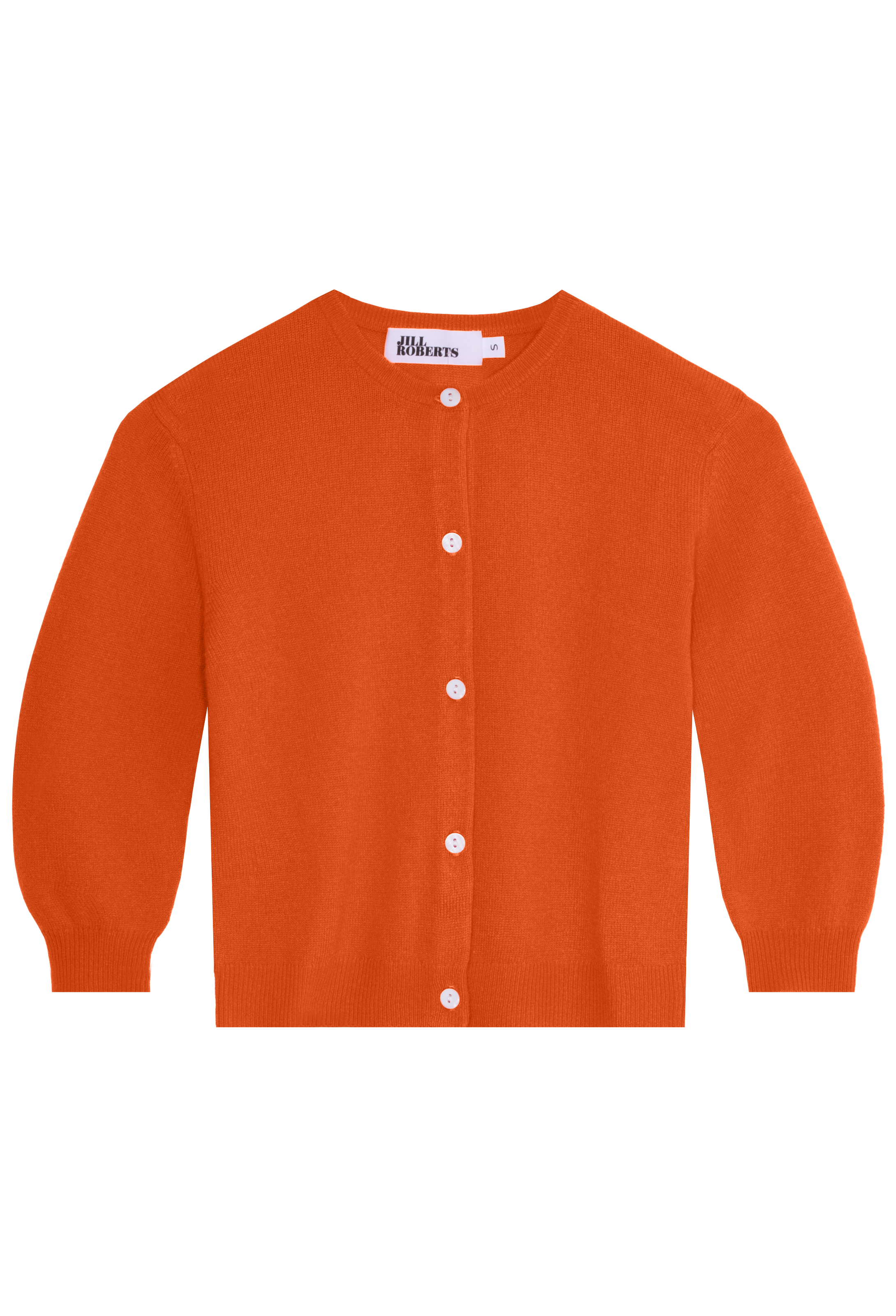 an orange cardigan on a white background