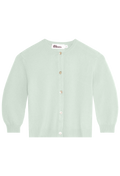 Light green cardigan with buttons on a white background