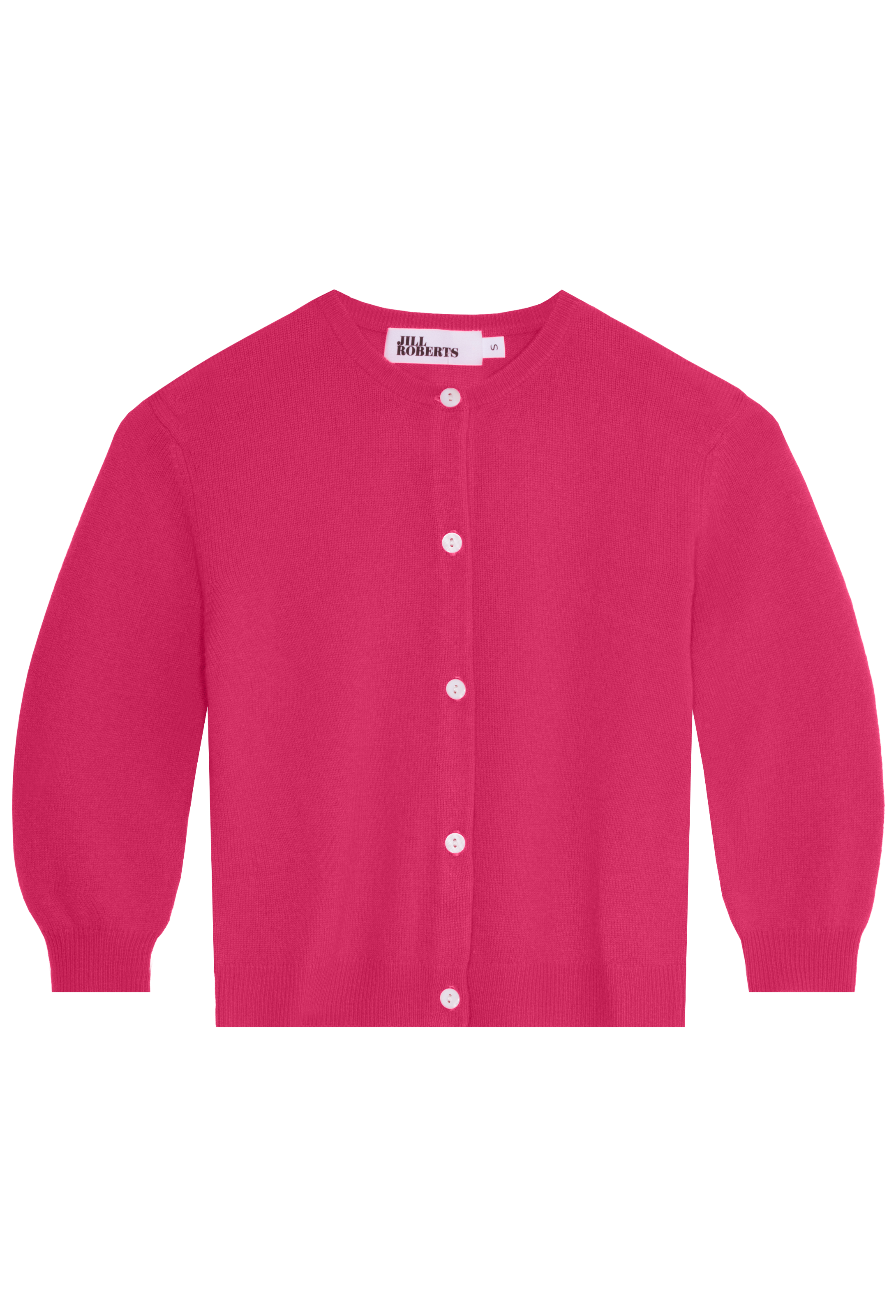 deep pink cashmere cropped cardigan on a transparent background
