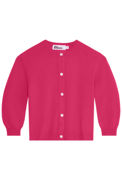 deep pink cashmere cropped cardigan on a transparent background
