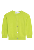 lime green cardigan on a white background